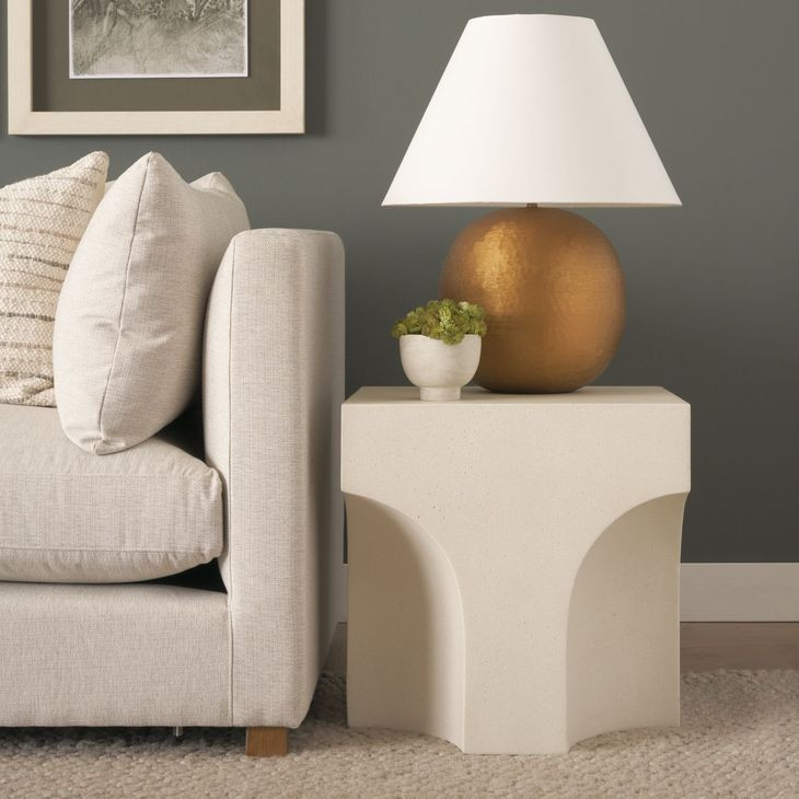 Bunda Ivory Square Concrete Top Accent Table