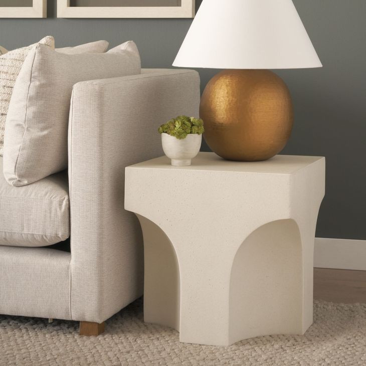 Bunda Ivory Square Concrete Top Accent Table