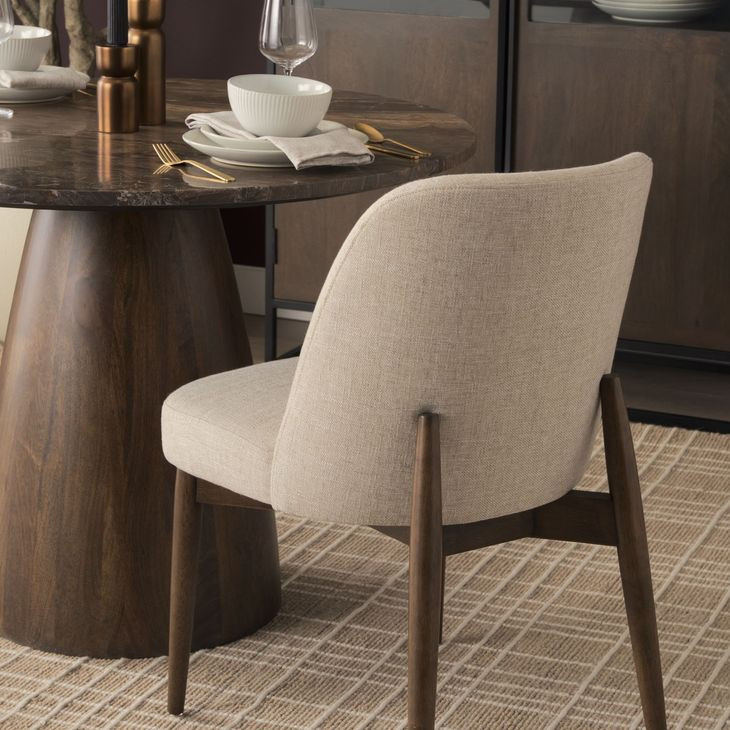 Abbie Oatmeal and Dark Brown Upholstered Dining Chair From Mercana ...