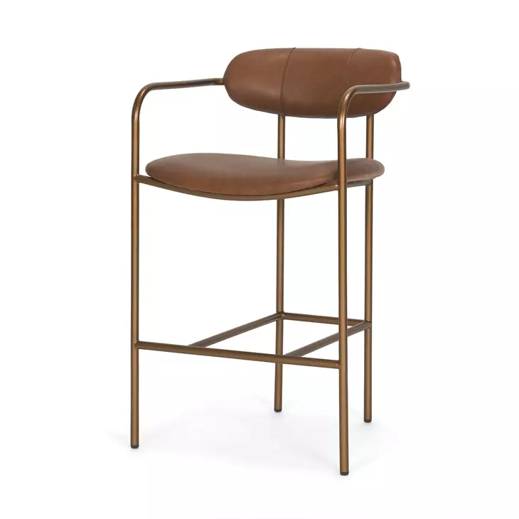 Parker Brown Leather Upholstered Counter Height Stool