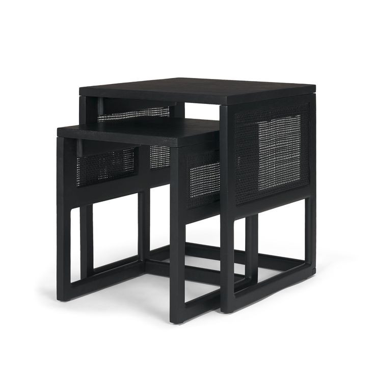 Grier Black Square Nesting Accent Table Set of 2