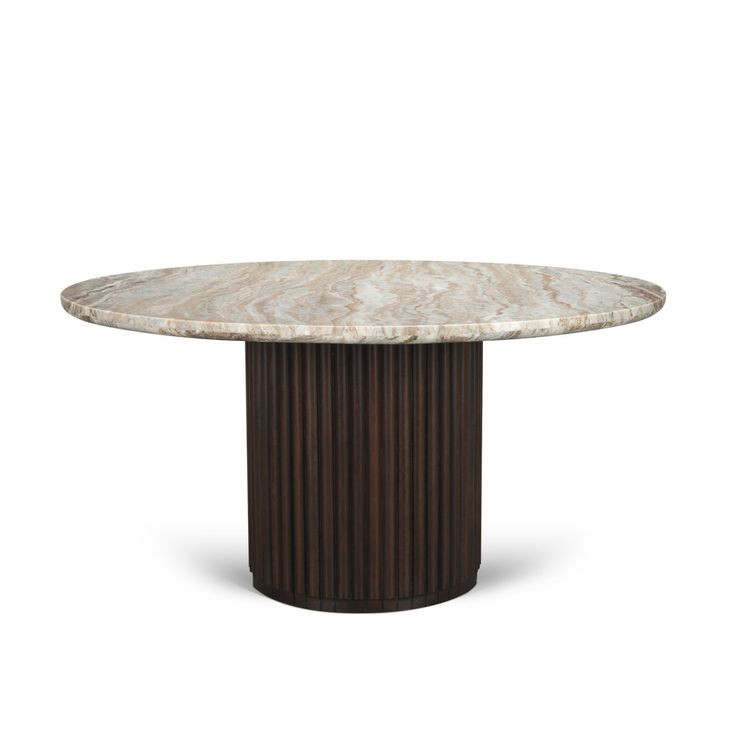 Marbrello Espresso and Pink 60" Round Marble Top Dining Table