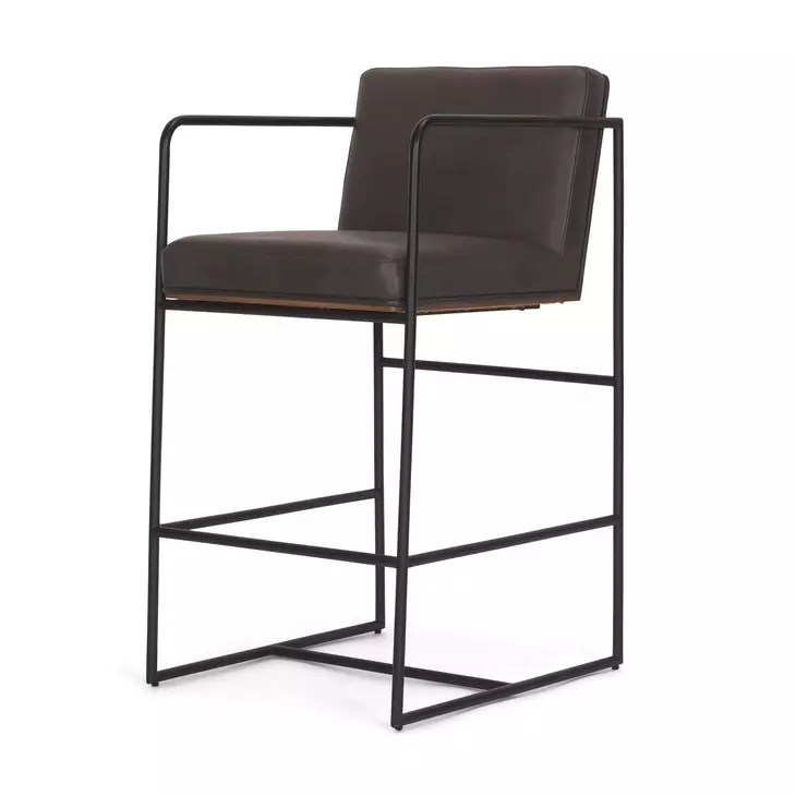Stamford Charcoal Leather Upholstered Counter Height Stool