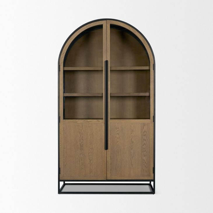 Sloan Light Brown and Black 2 Door Curio Cabinet