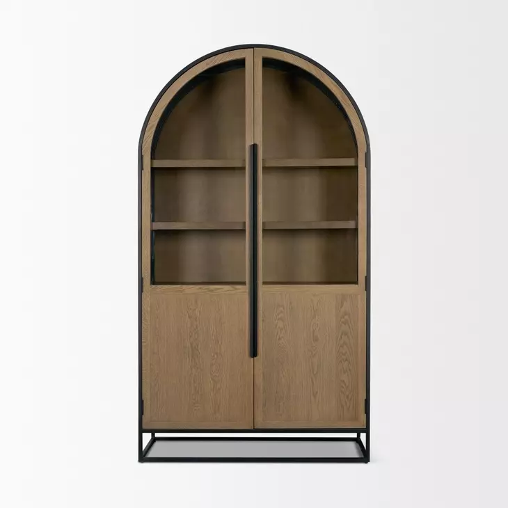 Sloan Light Brown and Black 2 Door Curio Cabinet