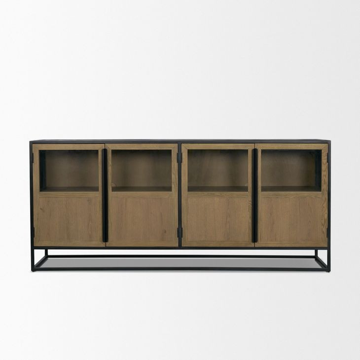 Sloan Light Brown and Black 4 Door Sideboard
