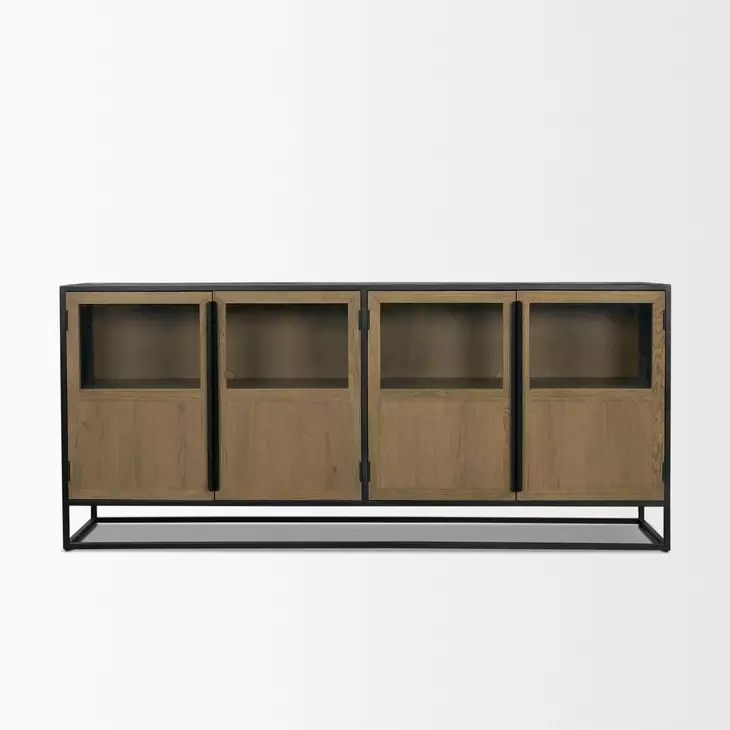 Sloan Light Brown and Black 4 Door Sideboard