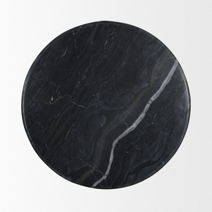 Rumer Black Round Marble Top Side Table