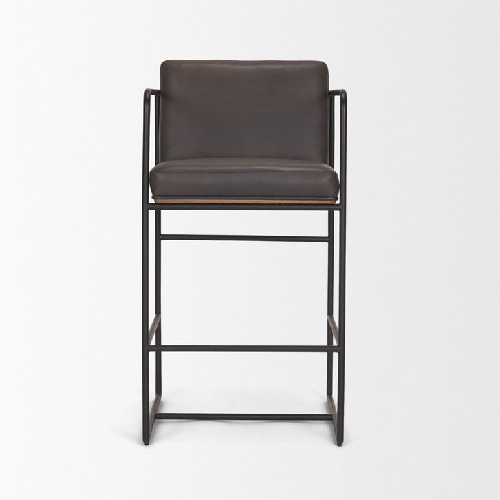 Stamford Charcoal Leather Upholstered Counter Height Stool