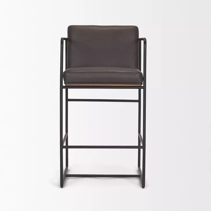 Stamford Charcoal Leather Upholstered Counter Height Stool
