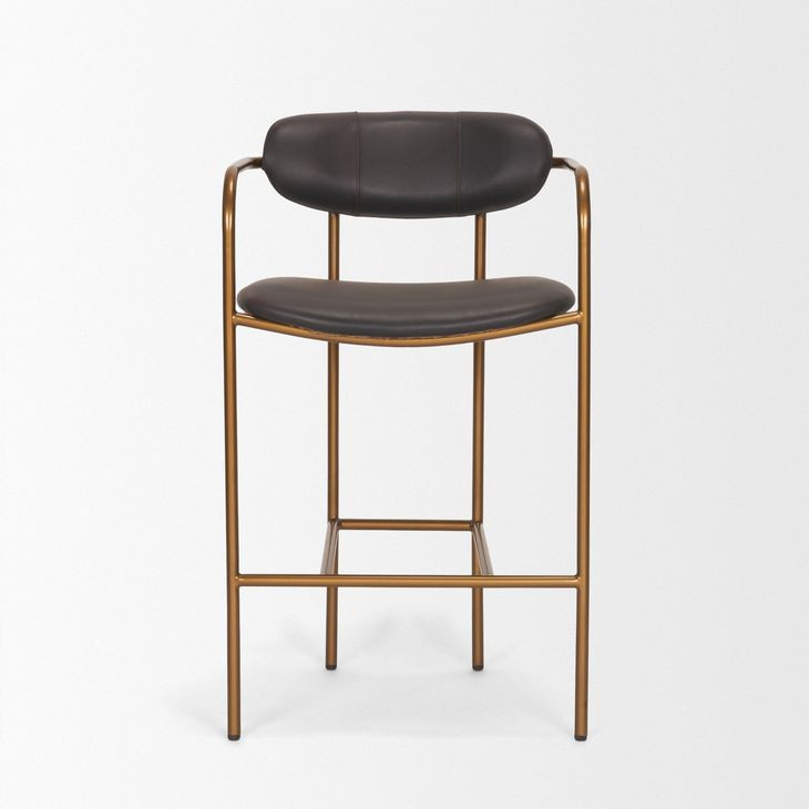 Parker Charcoal Brown Leather Upholstered Counter Height Stool