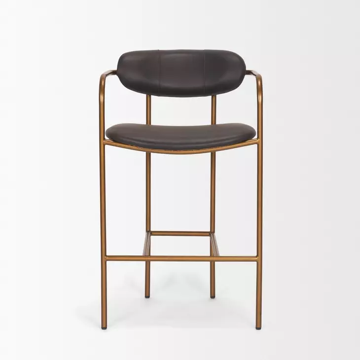 Parker Charcoal Brown Leather Upholstered Counter Height Stool