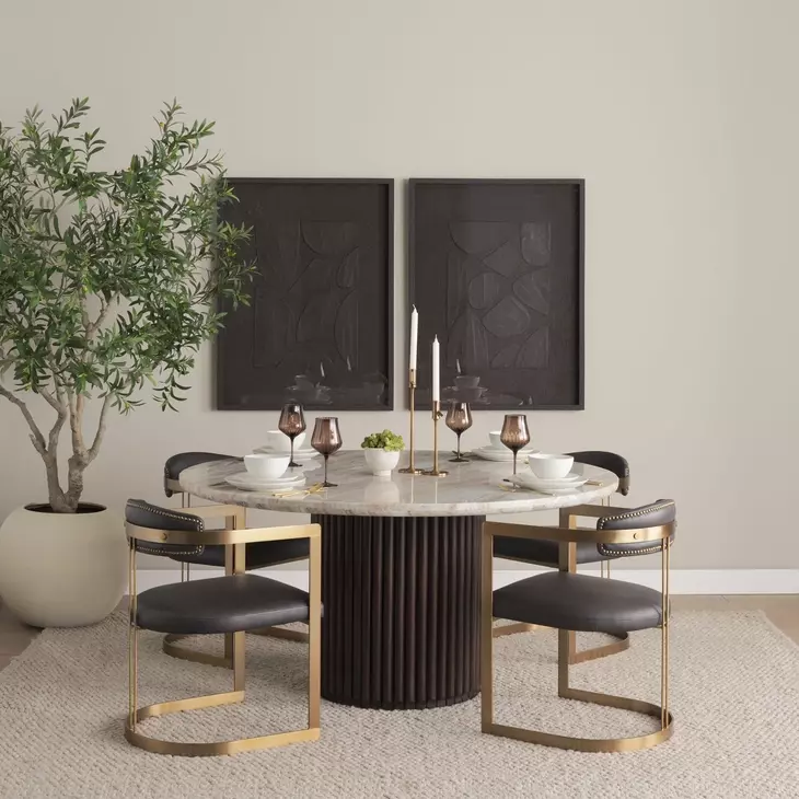 Hollyfield II Charcoal and Brown Leather Upholstered Dining Chair