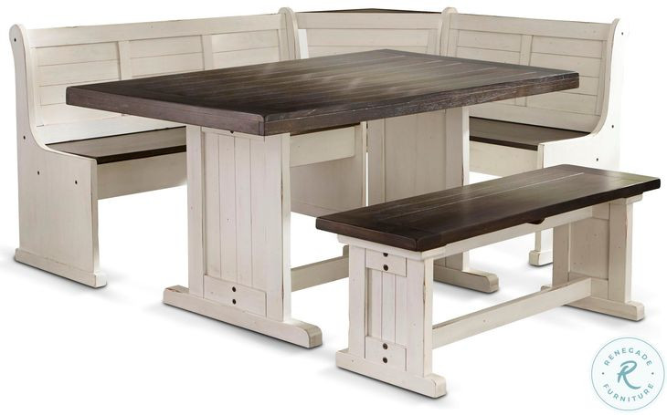 Autumn Echo White 75" Breakfast Nook Dining Set