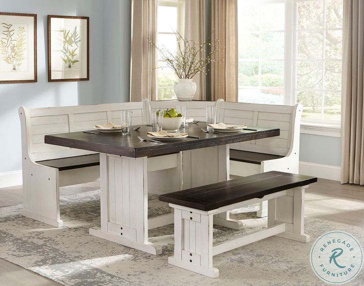 Autumn Echo White 75" Breakfast Nook Dining Set