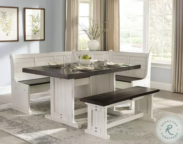 Autumn Echo White 75" Breakfast Nook Dining Set