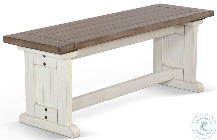 Willow Nest Marble White and Buck Skin 48" Dining Bench