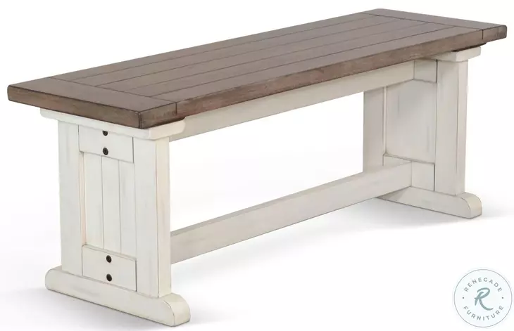 Willow Nest Marble White and Buck Skin 48" Dining Bench