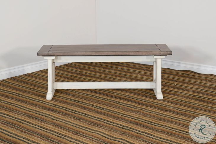 Willow Nest Marble White and Buck Skin 48" Dining Bench
