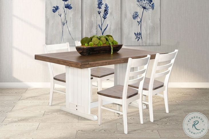 Willow Nest White Wood Rectangular Dining Room Set