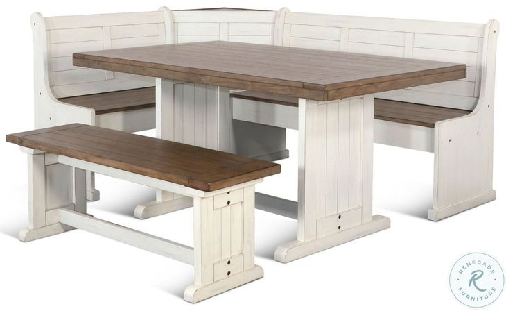 Willow Nest Wood 75" Breakfast Nook Dining Set