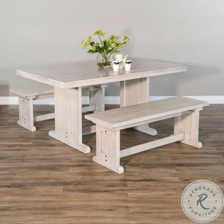 Seaside Marble White 48" Dining Bench