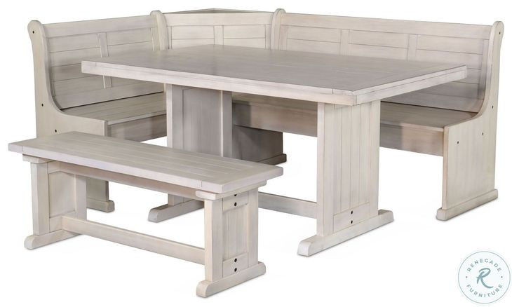 Seaside White 75" Breakfast Nook Dining Set