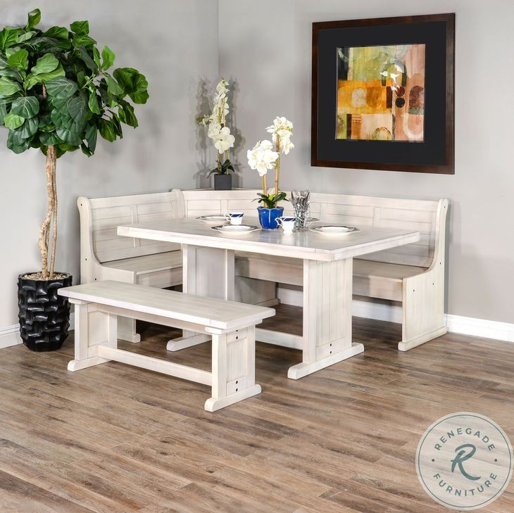 Seaside White 75" Breakfast Nook Dining Set