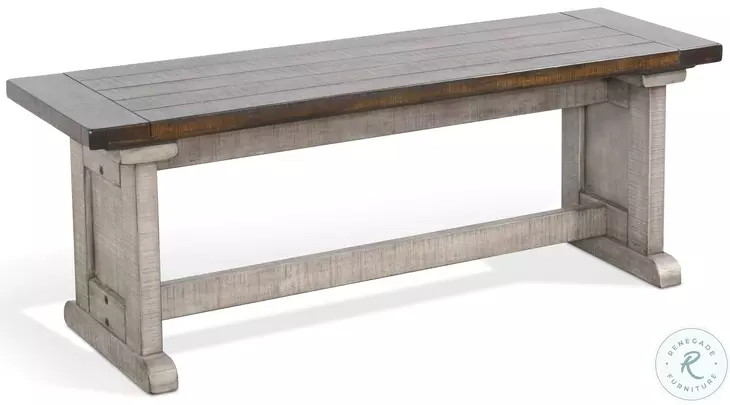 Rustic Refined Tobacco Leaf and Alpine Gray 48" Dining Bench
