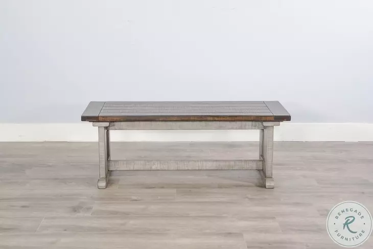 Rustic Refined Tobacco Leaf and Alpine Gray 48" Dining Bench