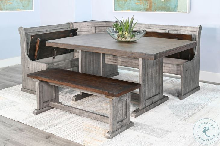 Rustic Refined Gray 75" Breakfast Nook Dining Set