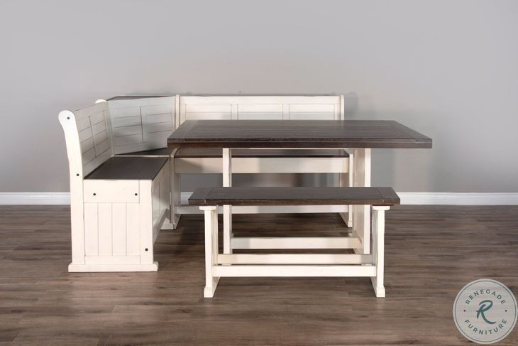 Heritage House White Carriage House 75" Rectangular Counter Height Breakfast Nook Set