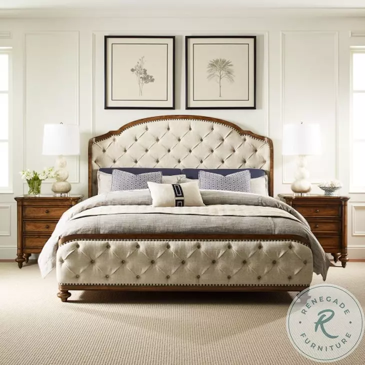 Ashford Fairview Cognac Queen Upholstered Shelter Bed