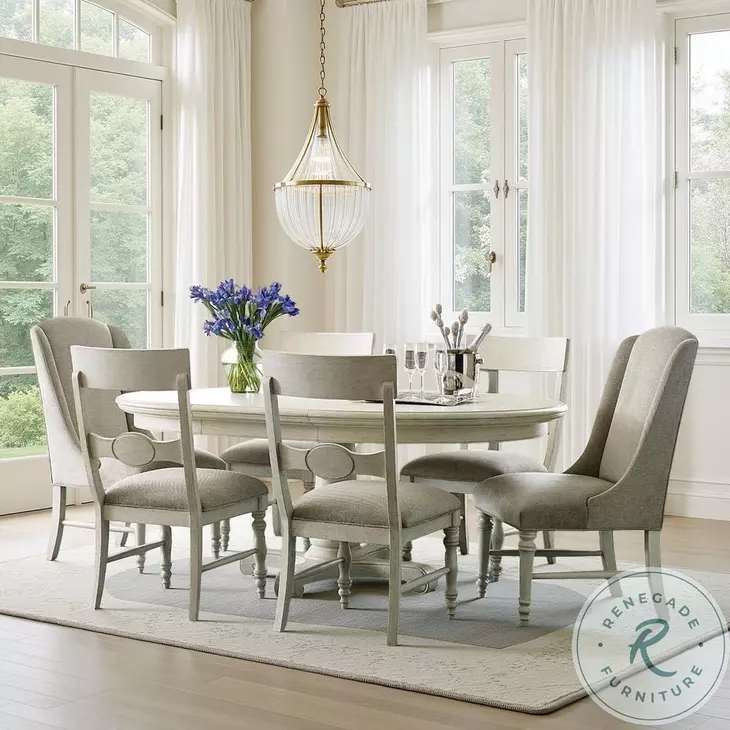 Azure Cove Waverly Egret Round Extendable Dining Room Set