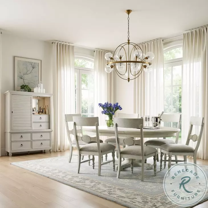 Azure Cove Waverly Egret Round Extendable Dining Room Set