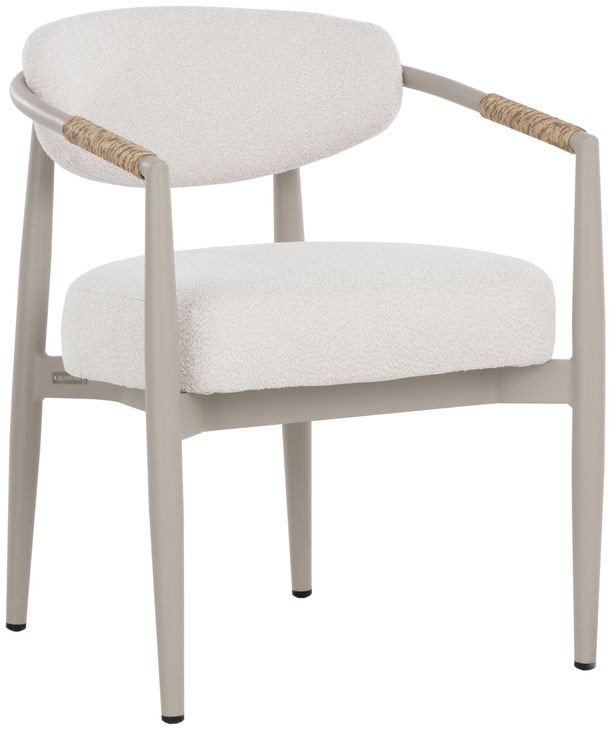 Marita Greige and Louis Cream Performance Fabric Dining Arm Chair