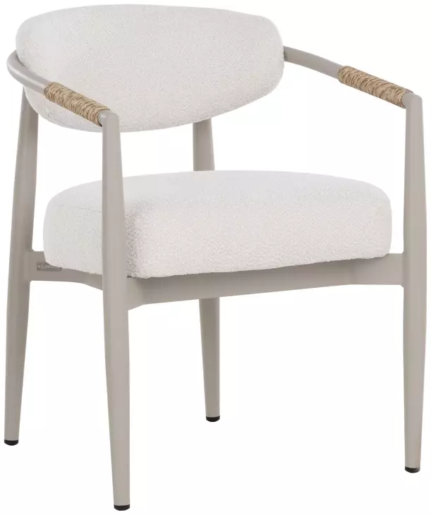 Merrowyn Greige and Louis Cream Performance Fabric Dining Arm Chair
