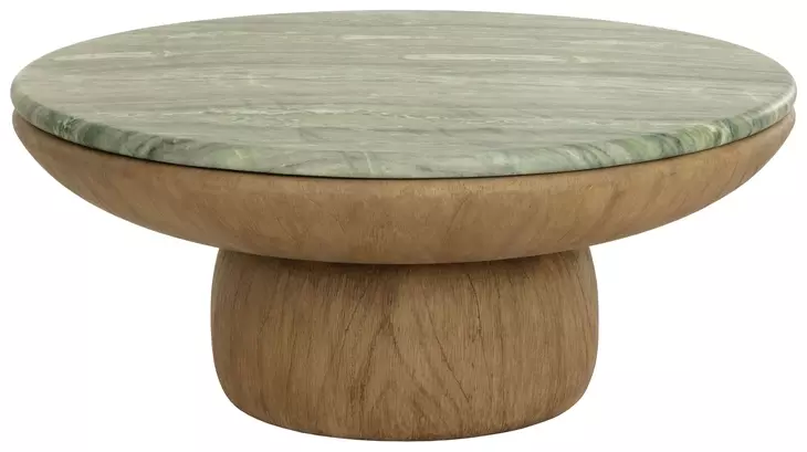 Orina Sage and Brown Outdoor Round Coffee Table