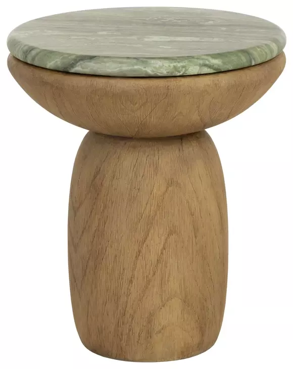 Orina Sage and Brown Outdoor Round End Table