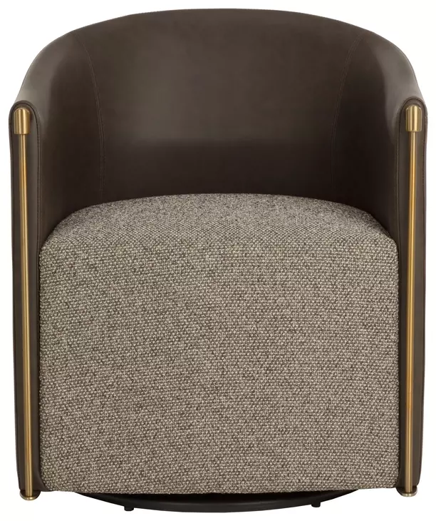 Aria Gellar Earth and Eglinton Espresso Upholstered Swivel Lounge Chair