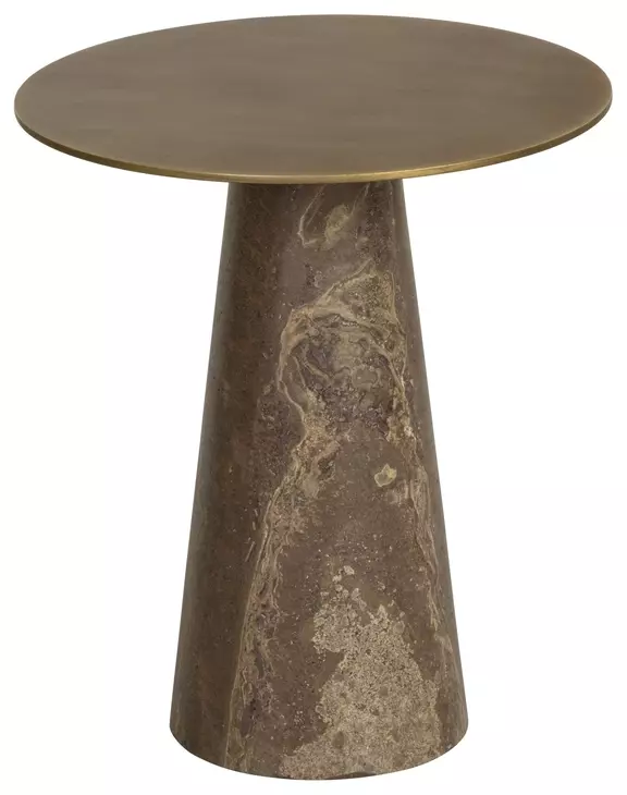 Lunara Gold and Antique Brown Round Low End Table