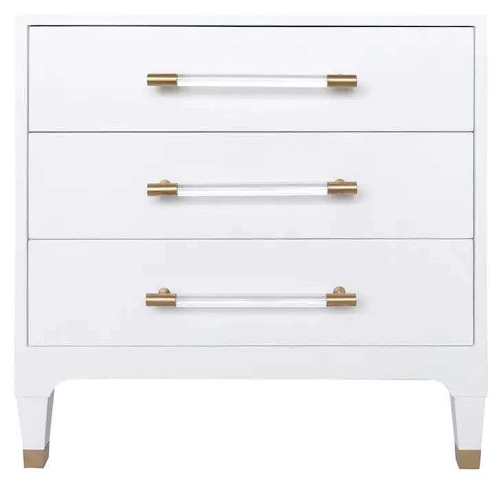 Amber Textured White Linen Soft Close 3 Drawer Side Table