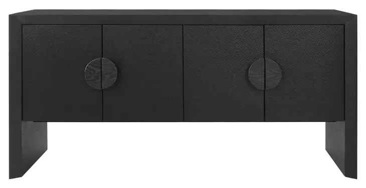 Colt Black Painted Grasscloth 4 Door Buffet
