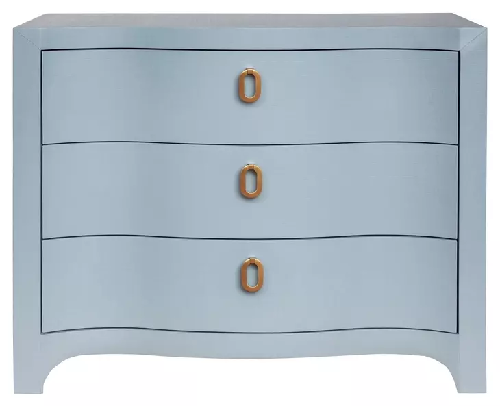 Worlds Away Cora Chest Light Blue Textured Linen