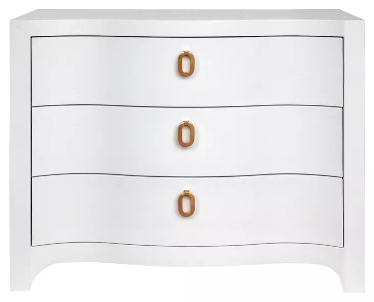 Cora Textured White Linen 3 Drawer Soft Close Curved Front Accent