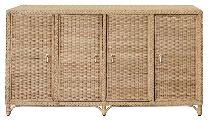 Evander Natural Rattan 4 Door Buffet