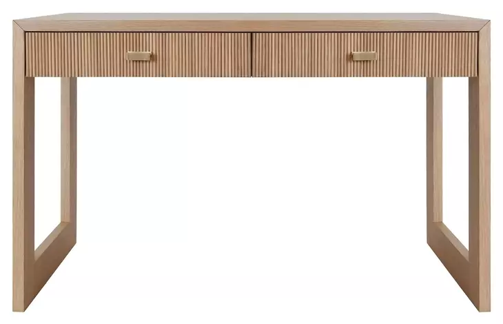 Larkin Natural Oak Veneer With Fluted Detail Desk