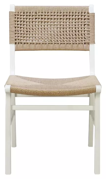 Monroe Matte White Lacquer Rattan Wrapped Dining Chair