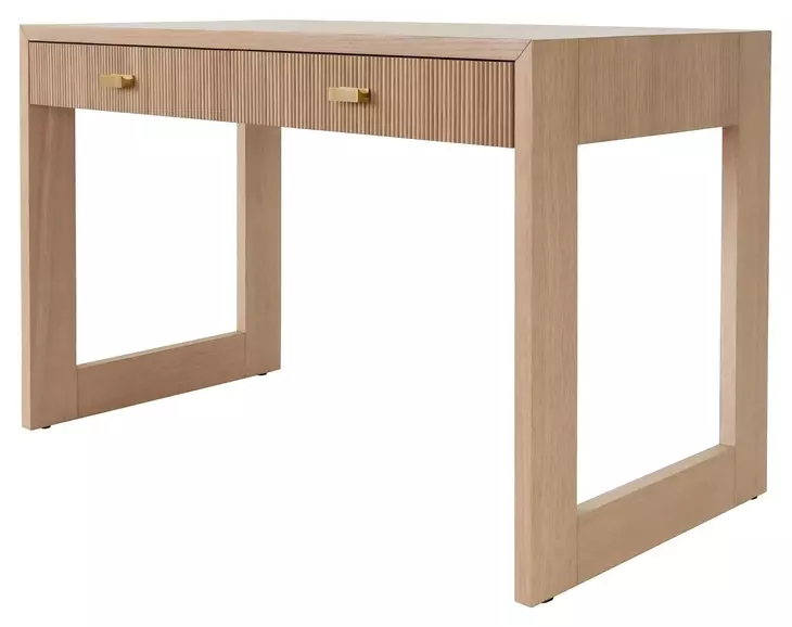 Larkin Natural Oak Veneer With Fluted Detail Desk