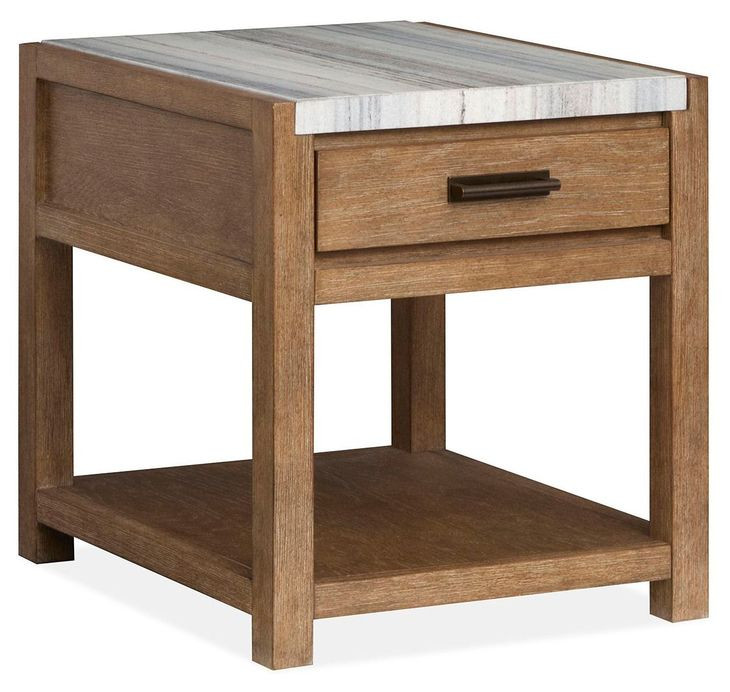 Plum Creek Sierra Brown Rectangular Marble Top End Table